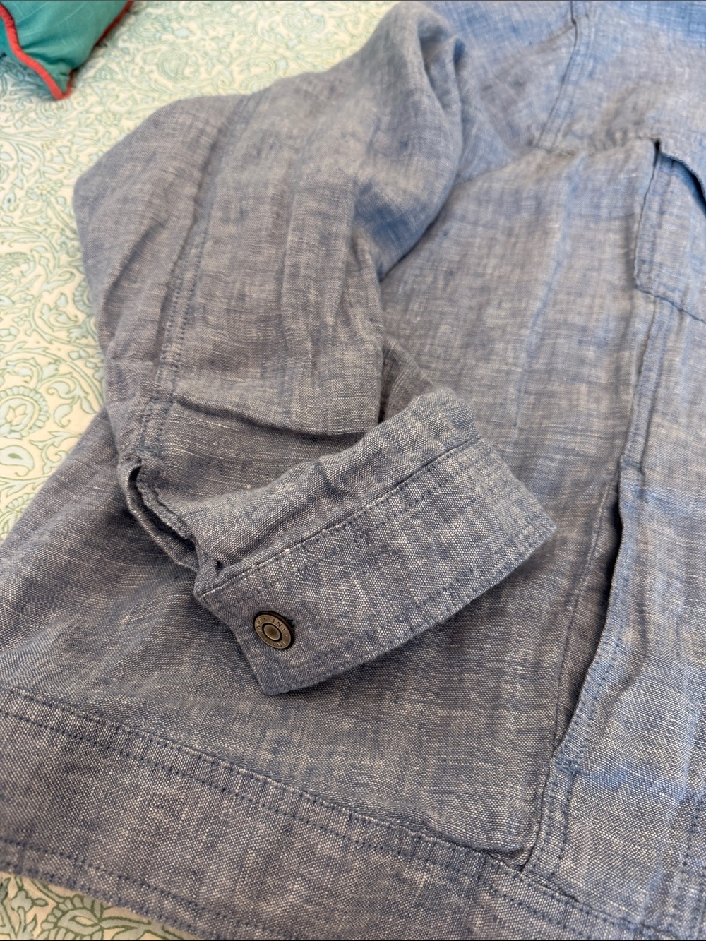 JNY Jones New York 100% Linen Light Blue Jean Style Jacket Plus Size 3x - Picture 4 of 13